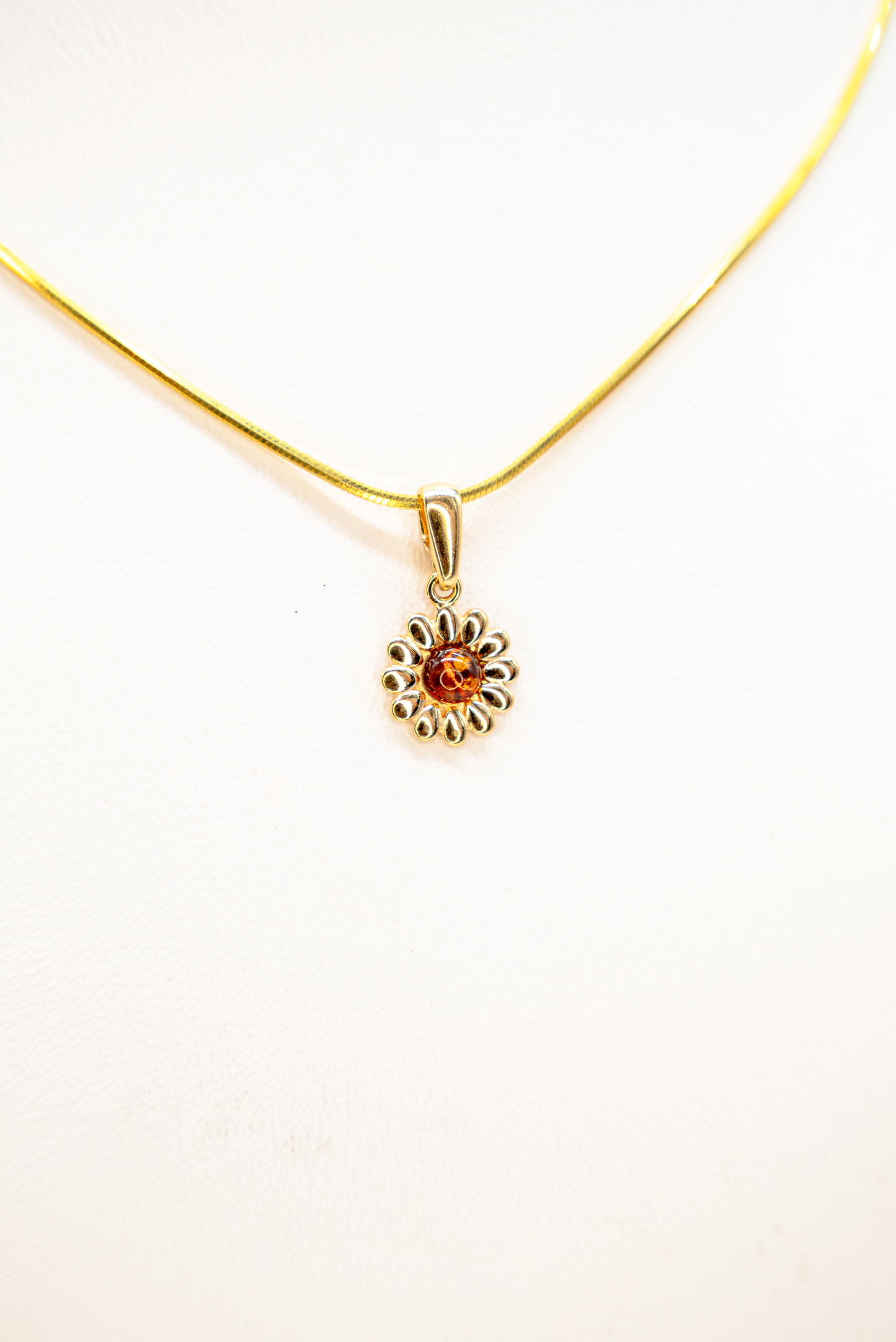 Kinder Schmuck Bernstein Blume mit Goldkette