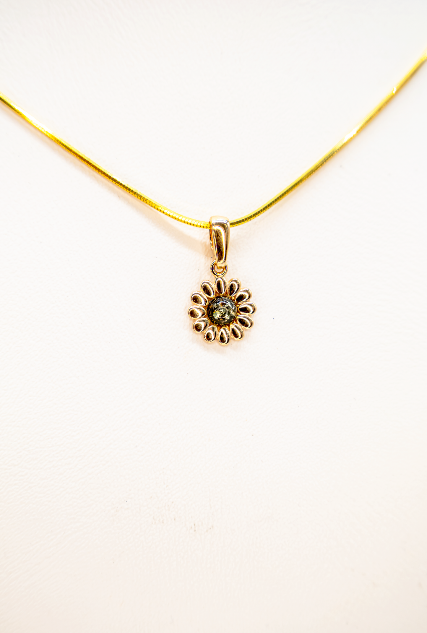 Kinder Schmuck Bernstein Blume mit Goldkette