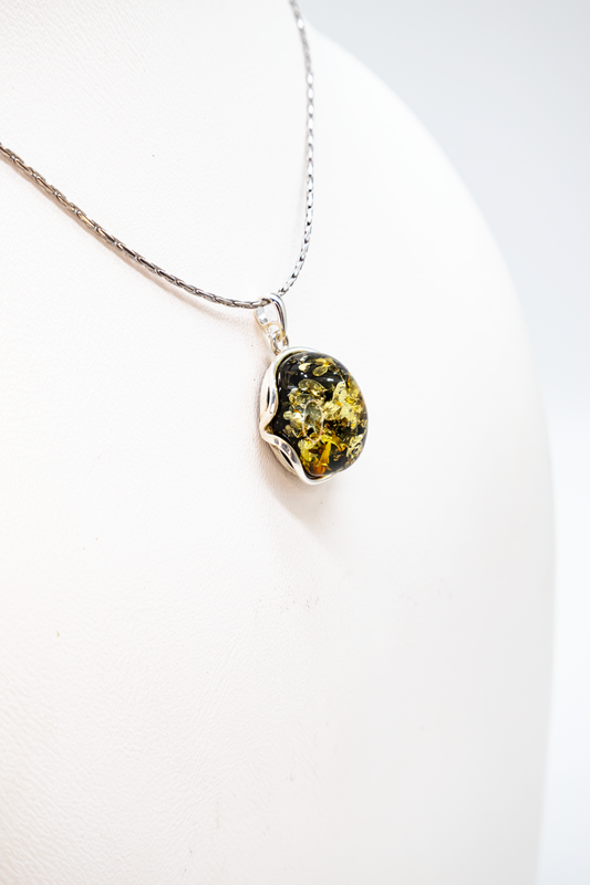 High-quality amber jewelry – unique women's pendant silver