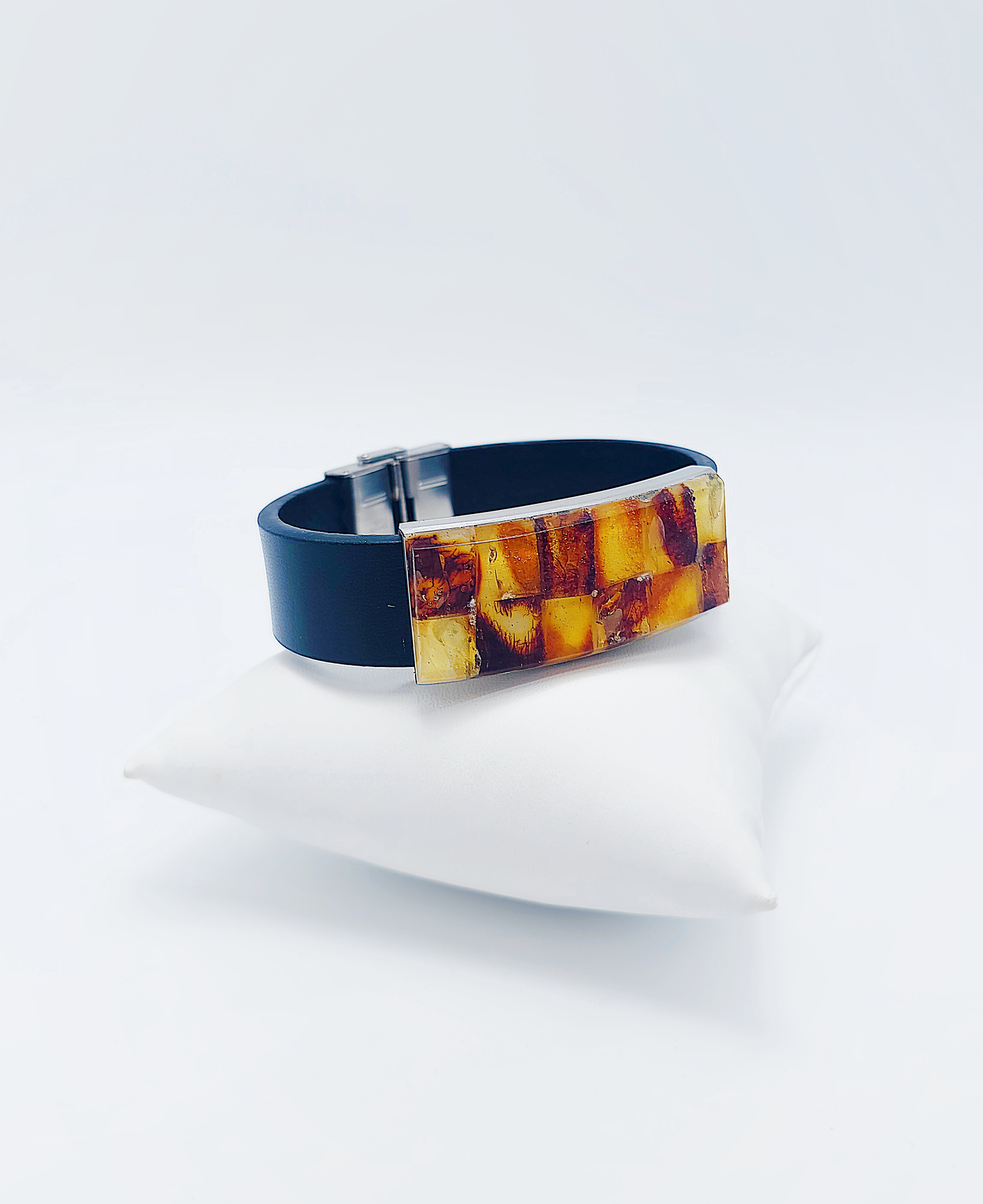 Stylish Leather Bracelet with Amber for Men and Women