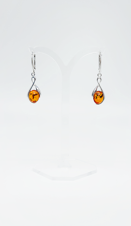 Simple amber pendants made of silver