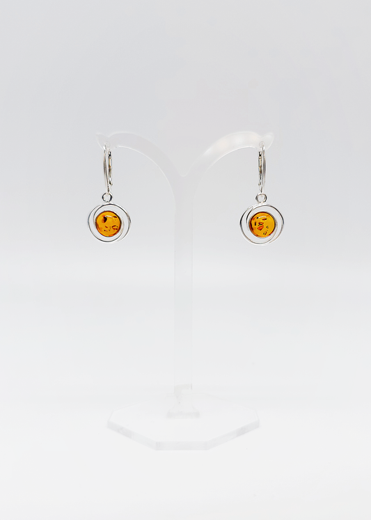 Modern amber earrings made of silver