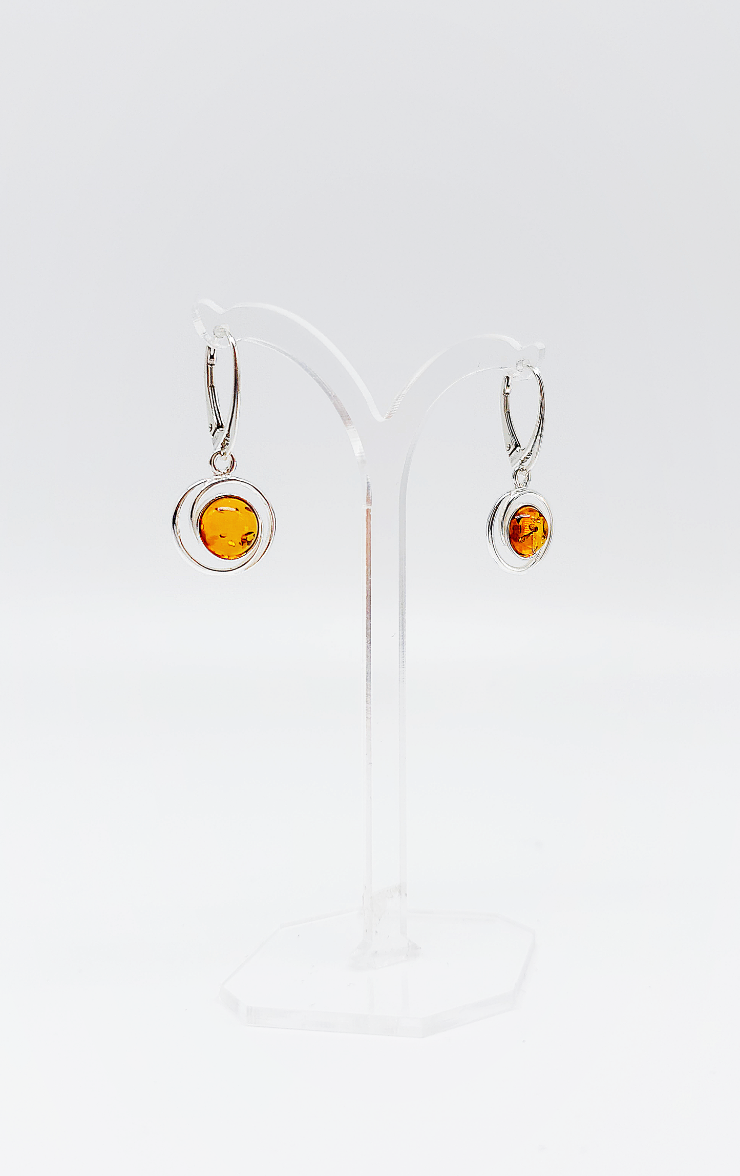 Modern amber earrings made of silver