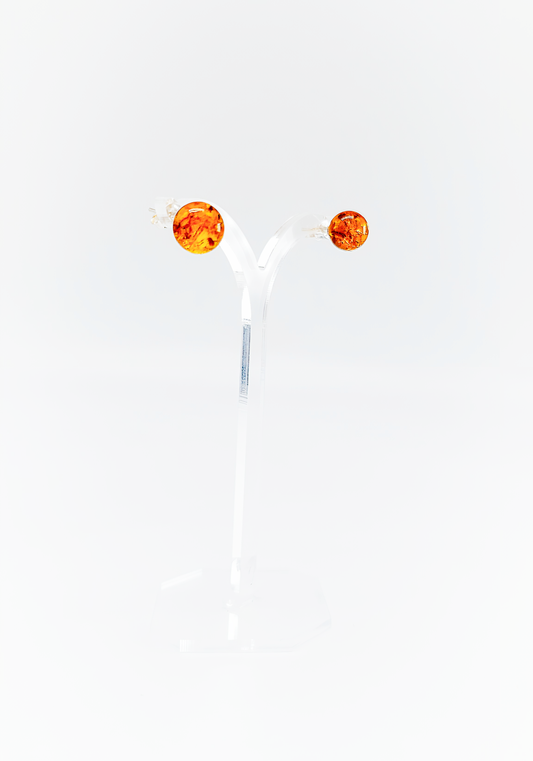 Elegant gold-plated amber earrings with bright yellow stones