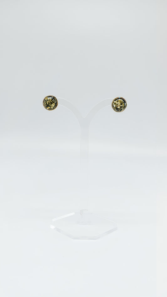 Unique style: Green amber stud earrings