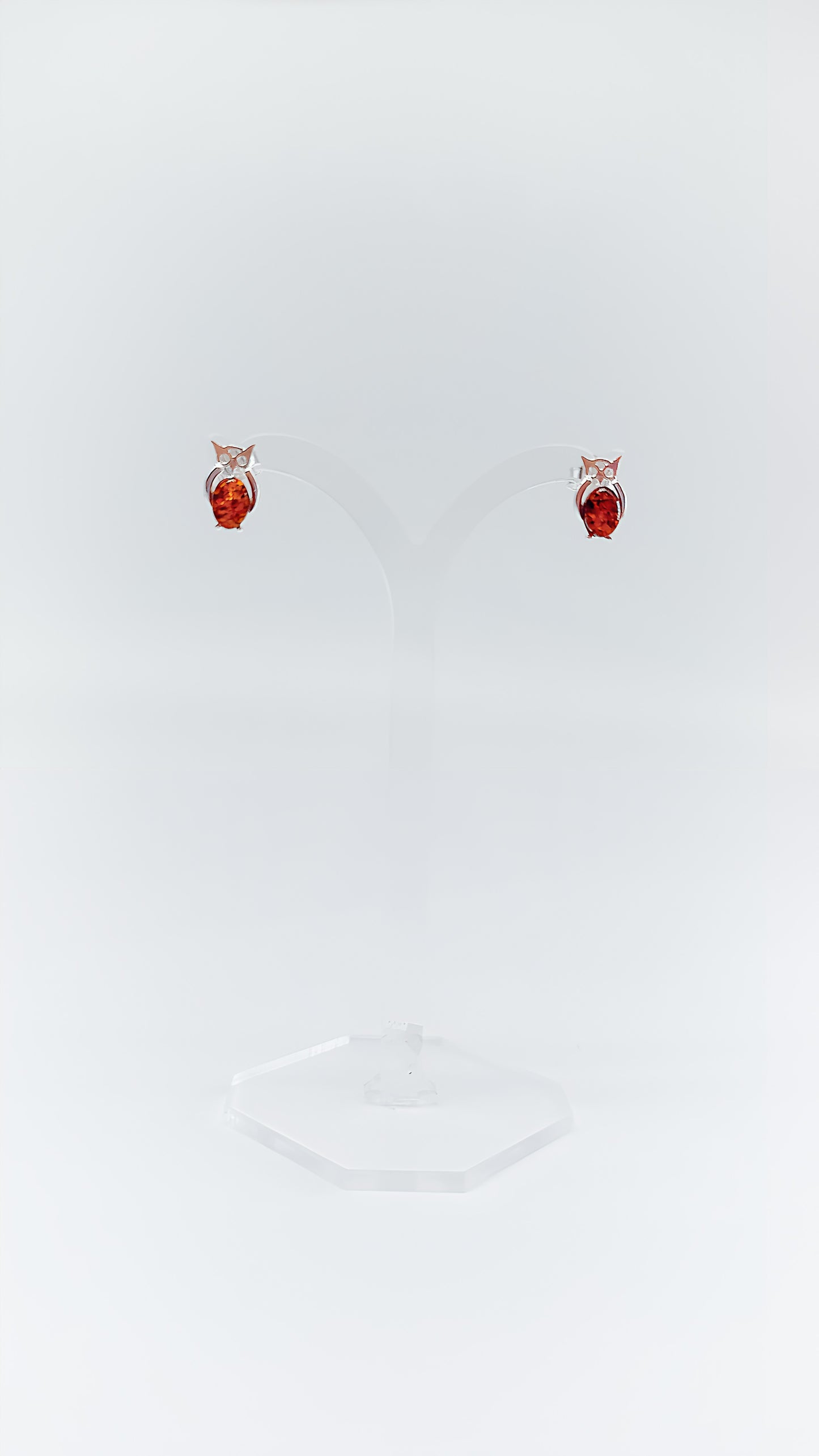 Elegant earrings with owl design and amber