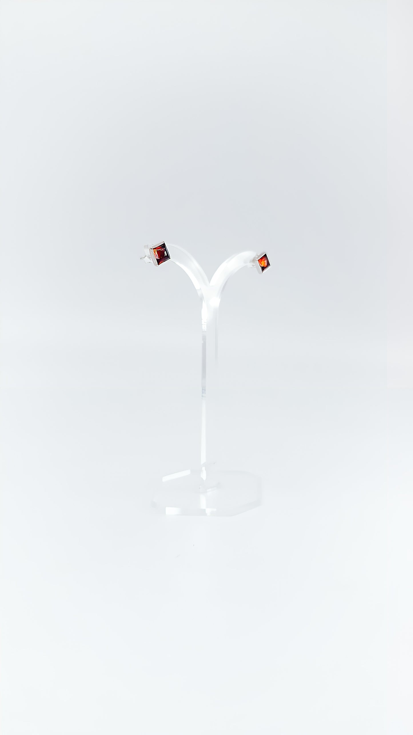 Elegant square stud earrings with amber