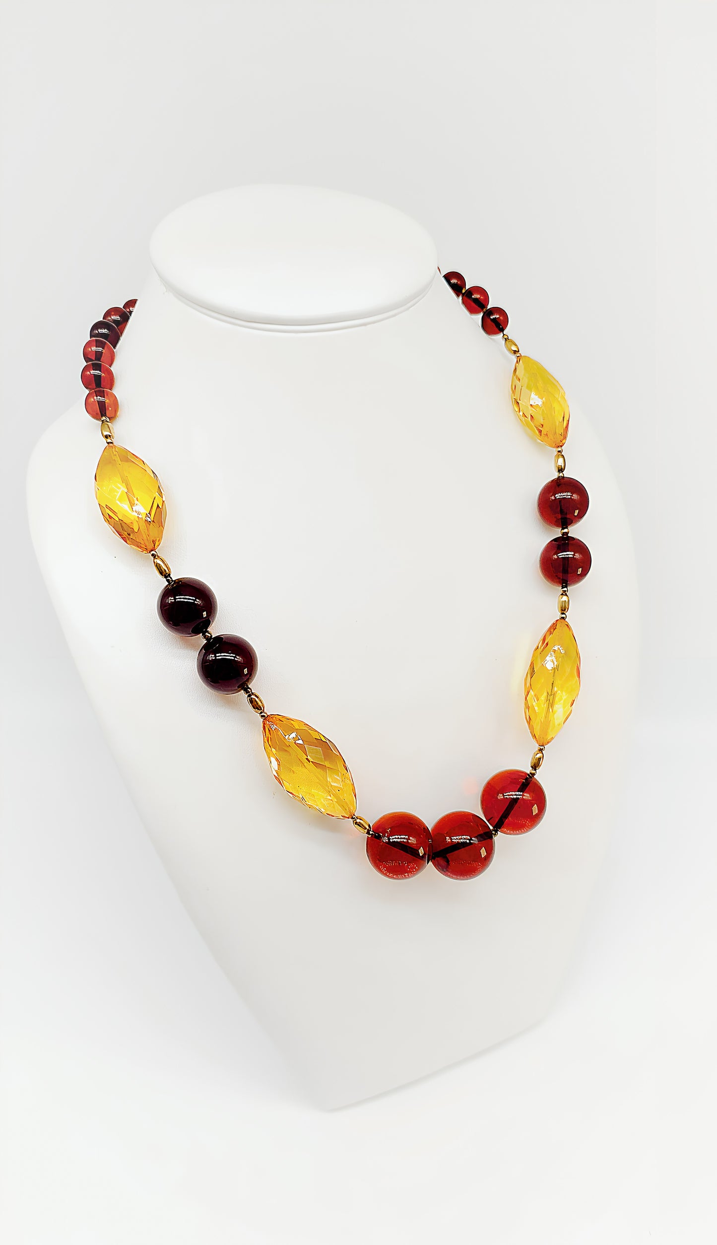 Women's necklace with yellow and red amber – stylish & elegant