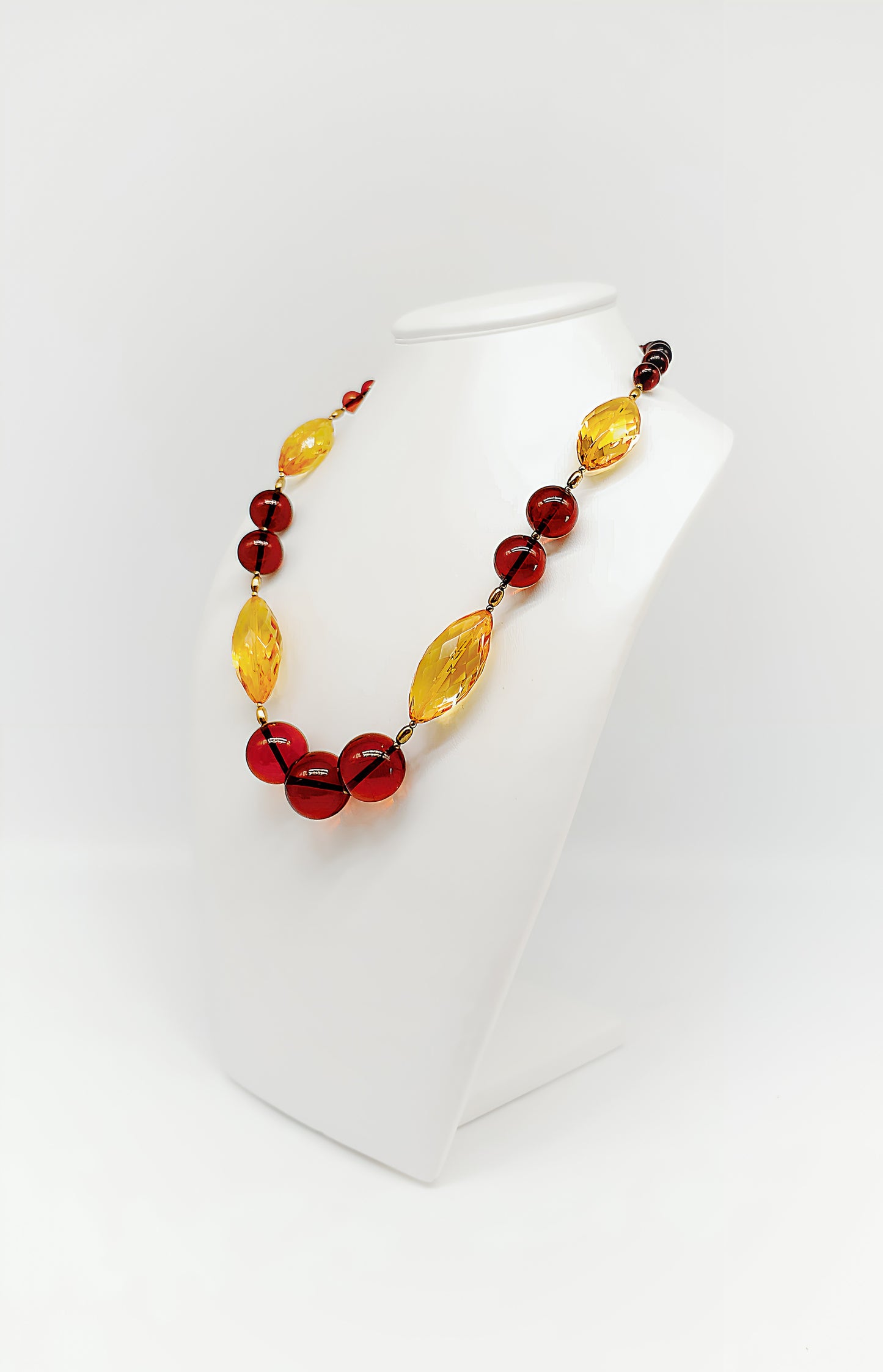 Women's necklace with yellow and red amber – stylish & elegant