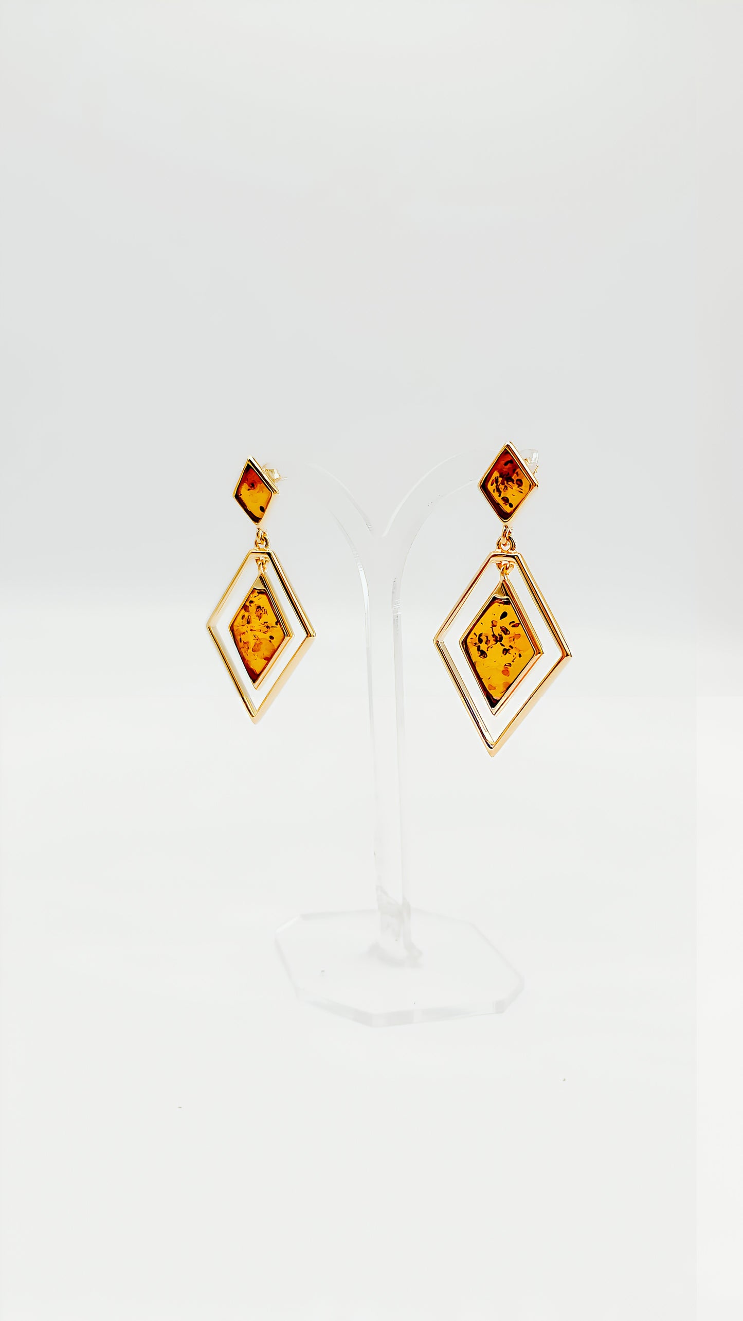 Statement-Ohrringe mit geometrischem Bernstein-Design