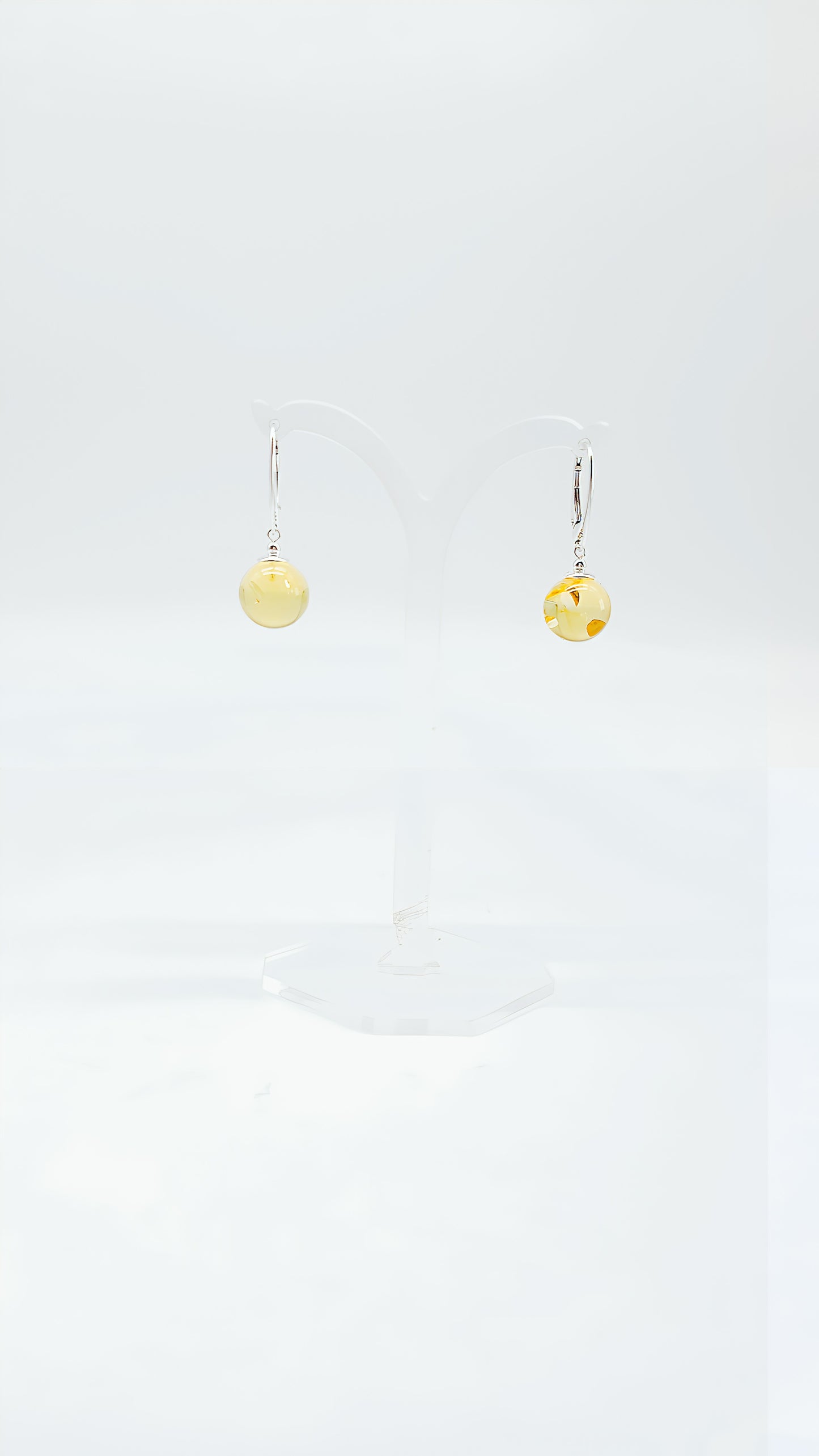 Ball earrings: amber & silver