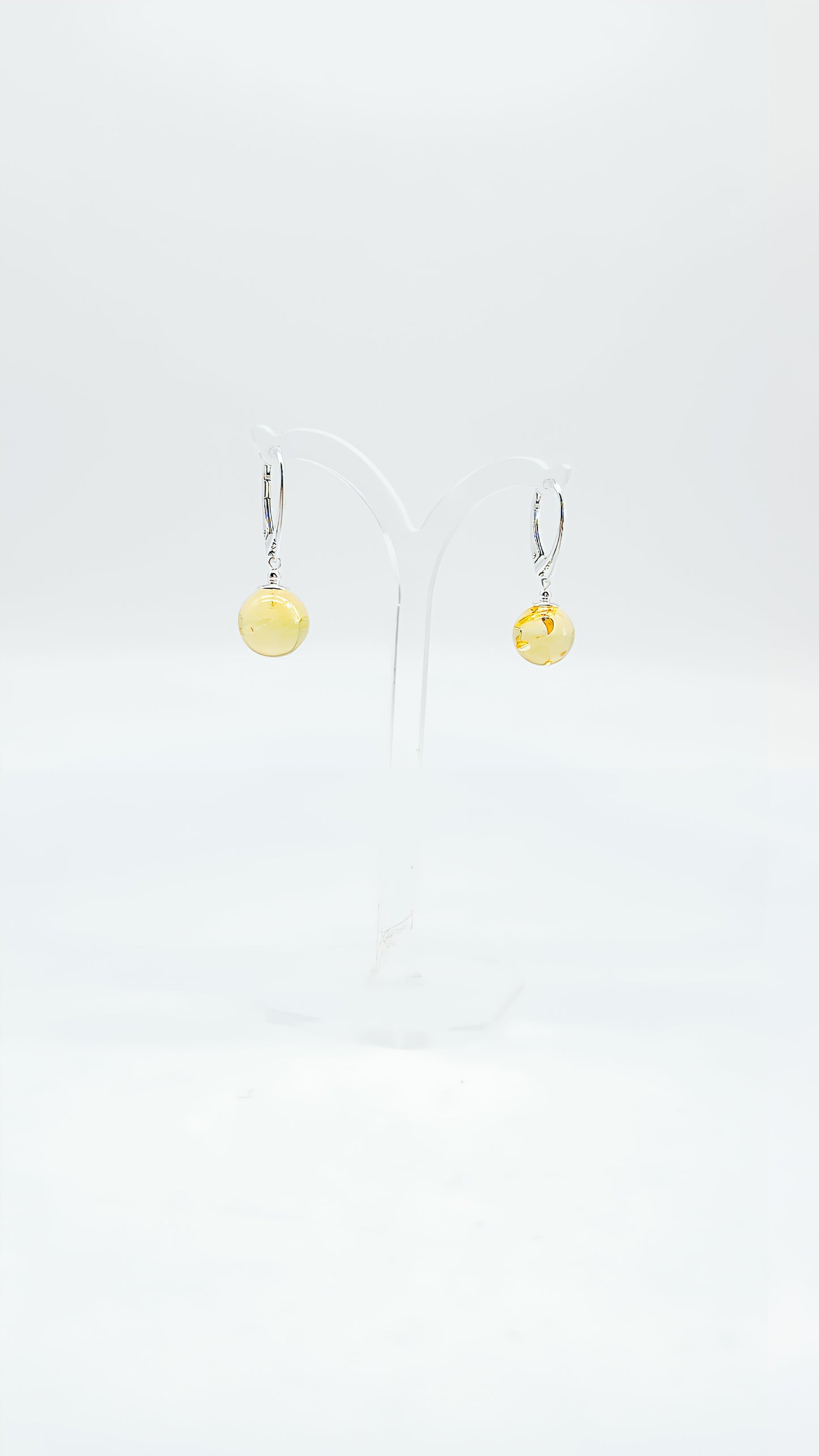Ball earrings: amber & silver