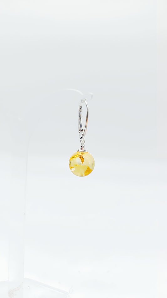 Ball earrings: amber & silver