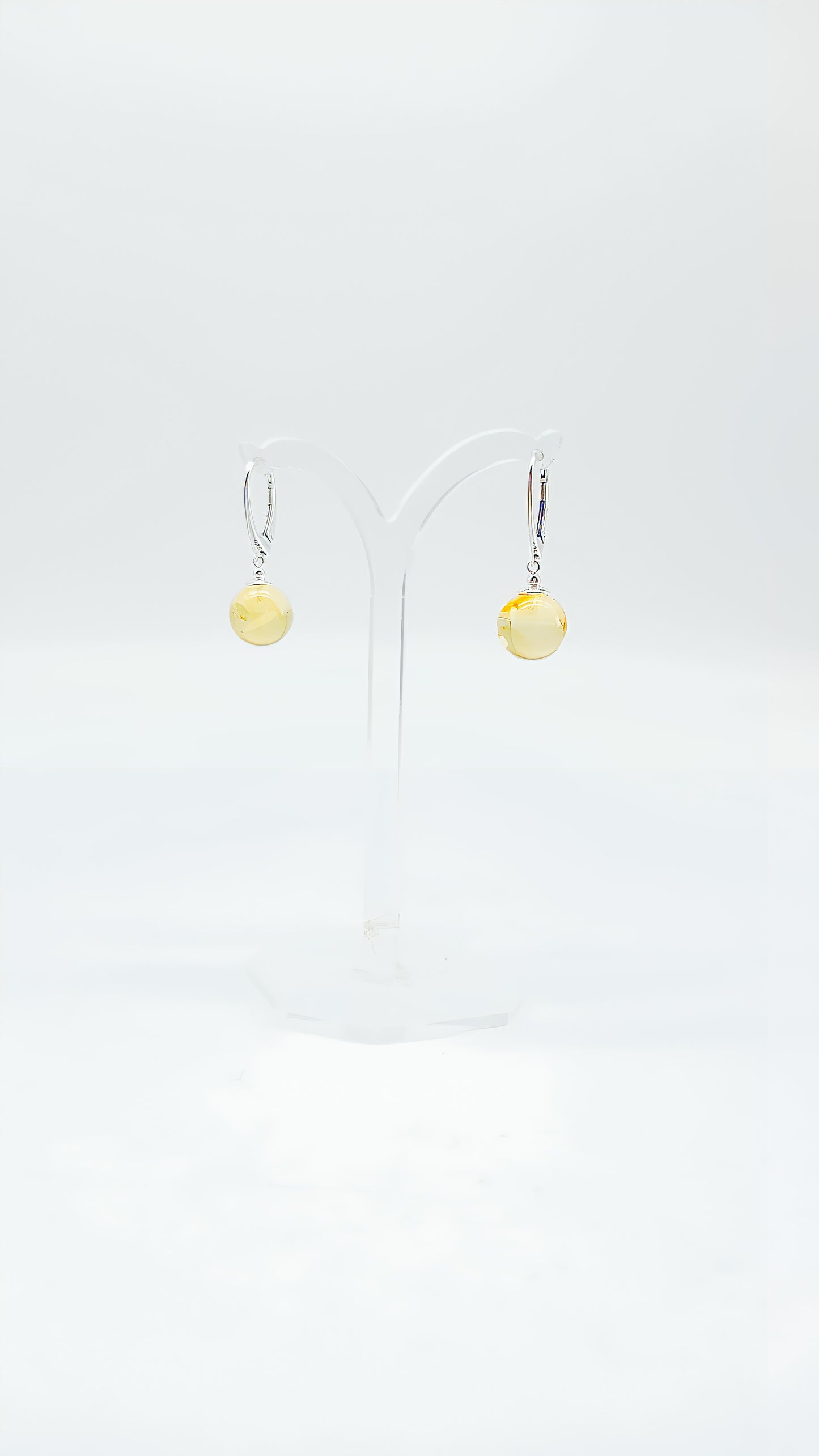 Ball earrings: amber & silver