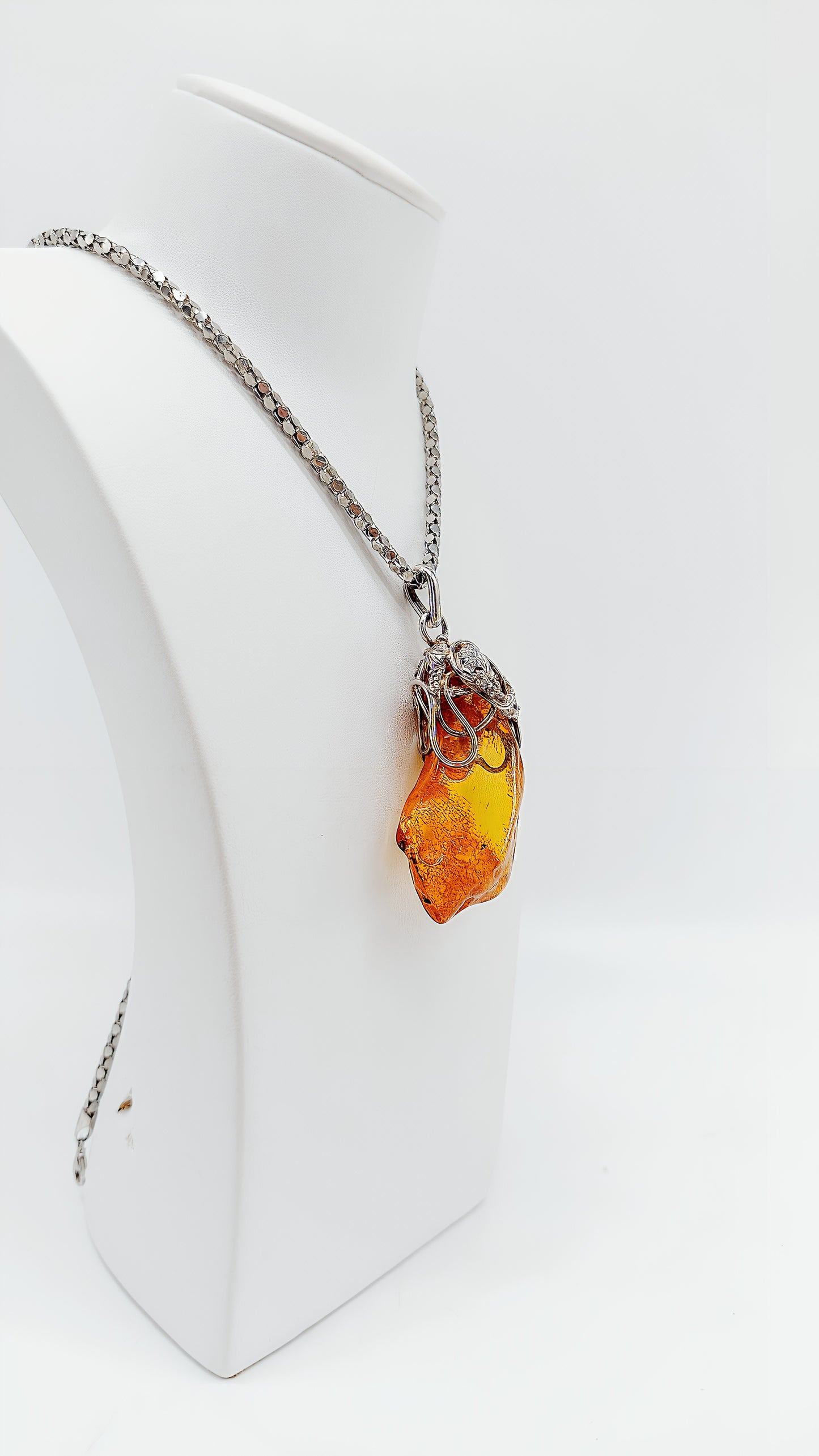 Pure nature: raw amber set in 925 silver