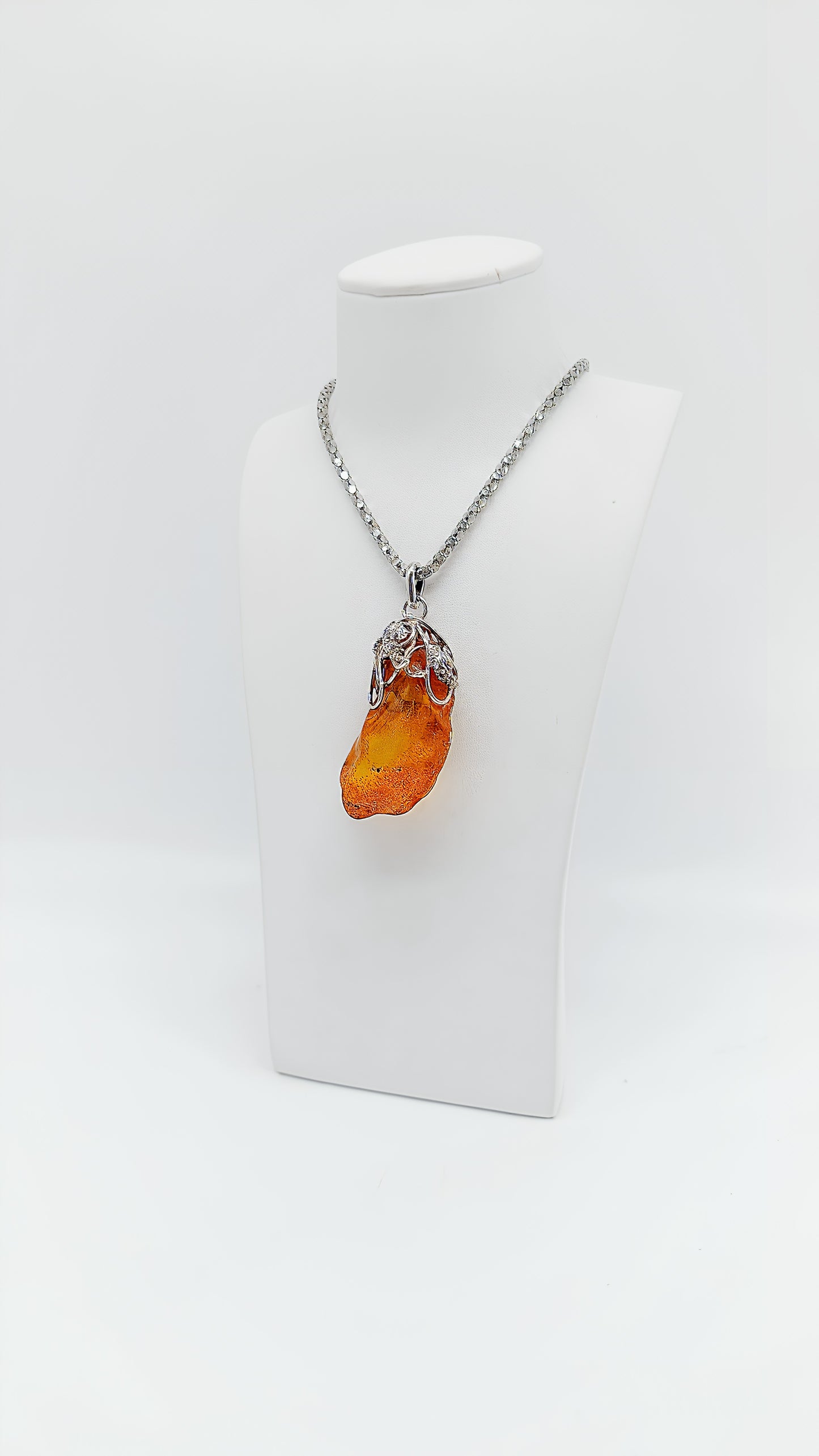 Pure nature: raw amber set in 925 silver