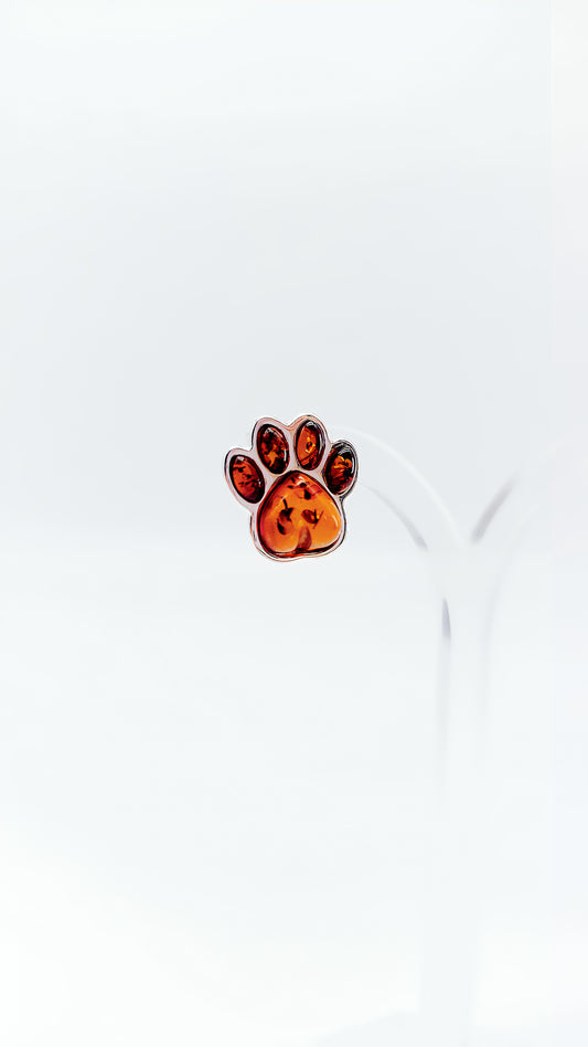 Cute paw earrings with amber
