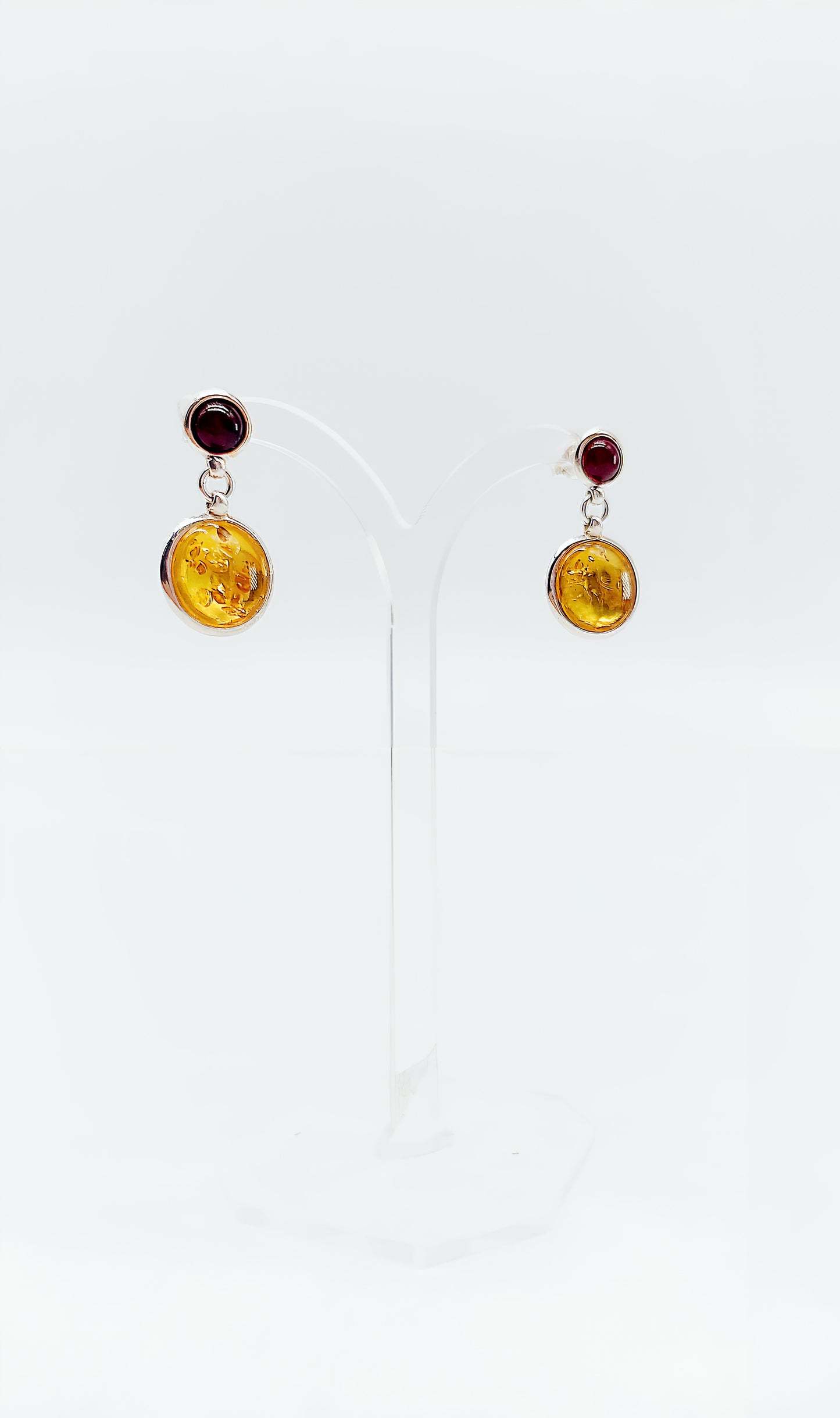 Bernstein-Duo in Rot und Gelb Elegante Ohrstecker
