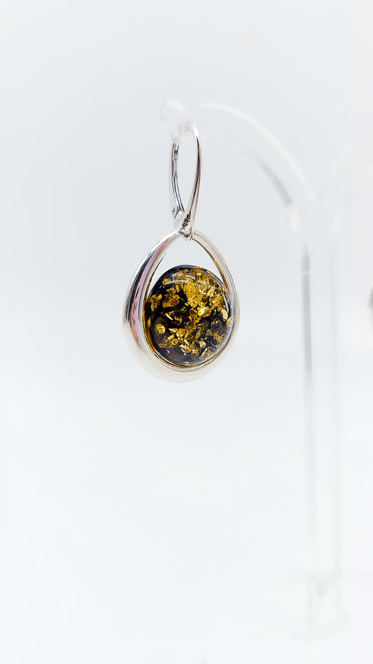Elegant silver earrings with amber – exclusive look for women