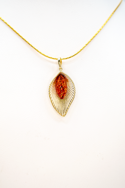 Jewelry gift idea – gold-plated pendant amber unique