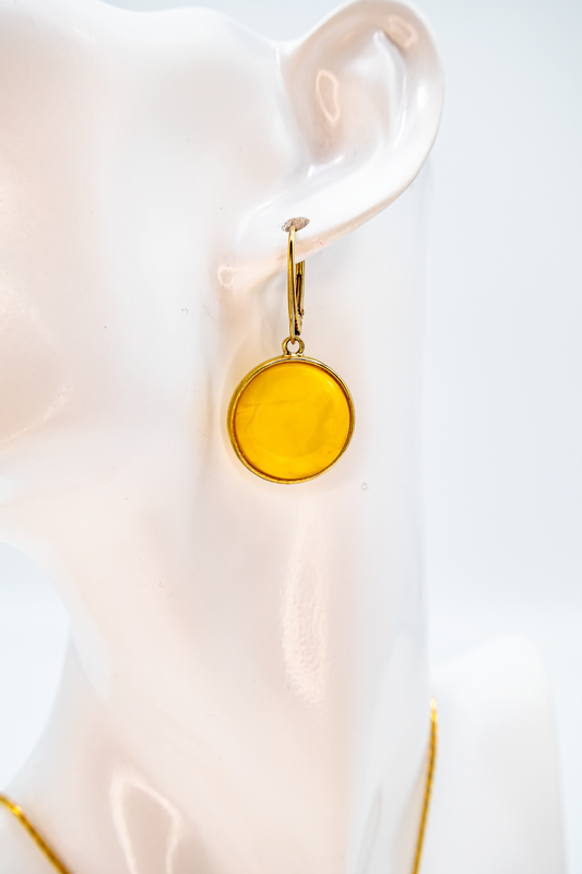 Special gold-plated earrings – Amber jewelry for women