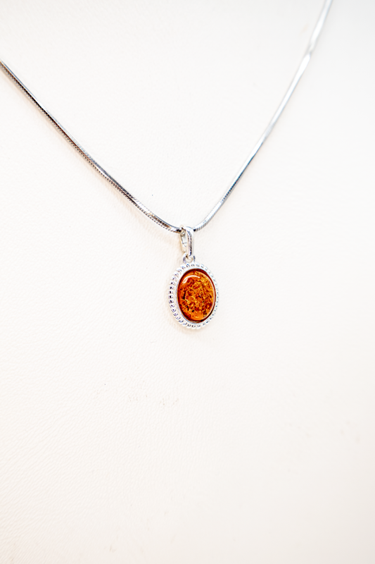 Small amber pendant silver – elegant jewelry for women