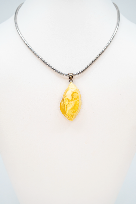 Amber silver pendant – exclusive unique piece