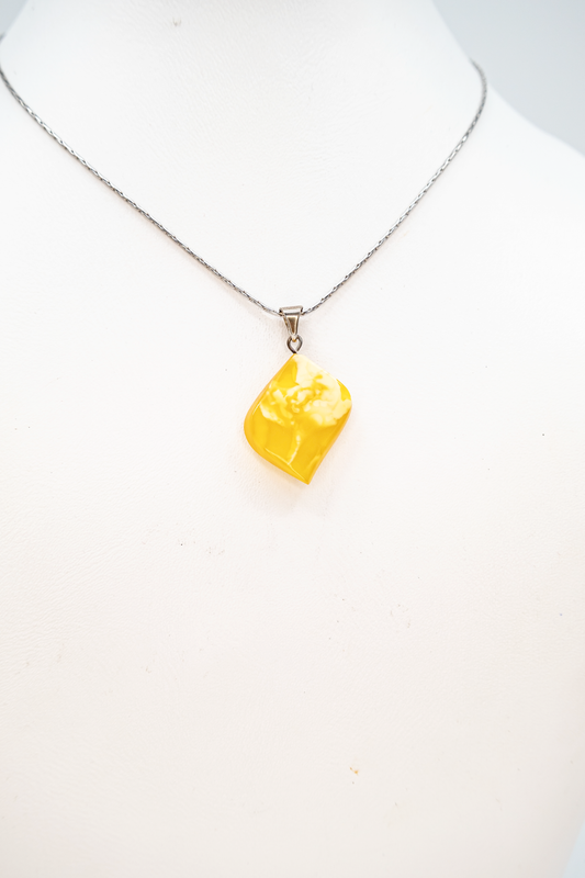 Amber pendant silver modern unisex