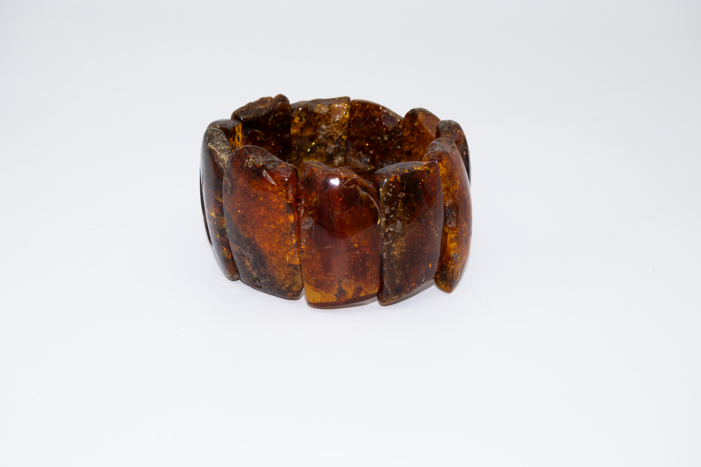 Wide amber bracelet for women – truly unique, 20 cm elastic