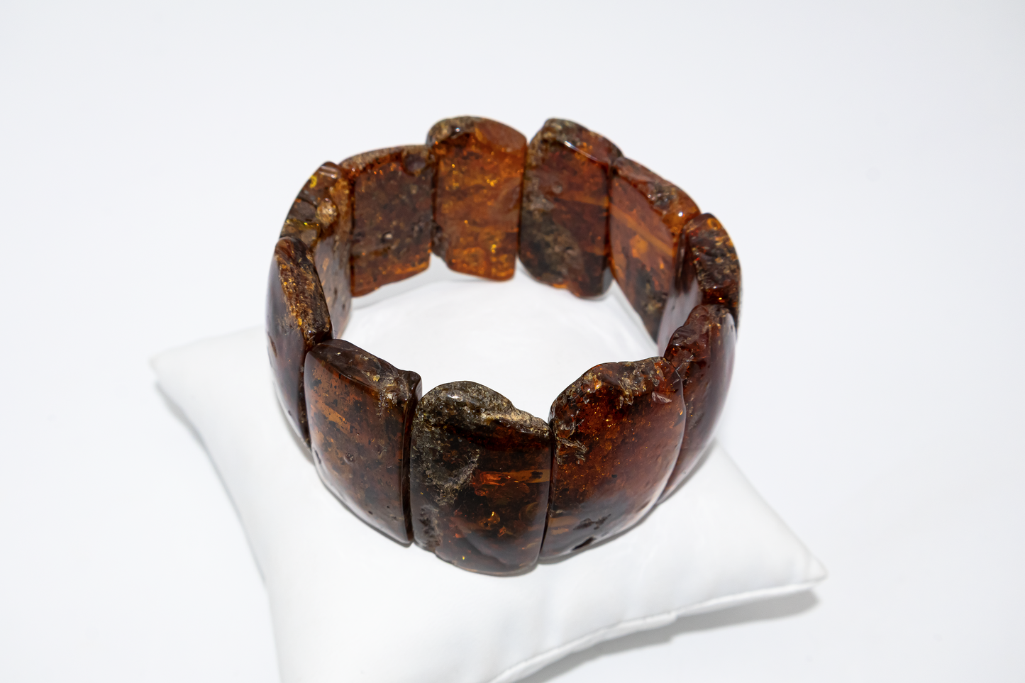 Wide amber bracelet for women – truly unique, 20 cm elastic