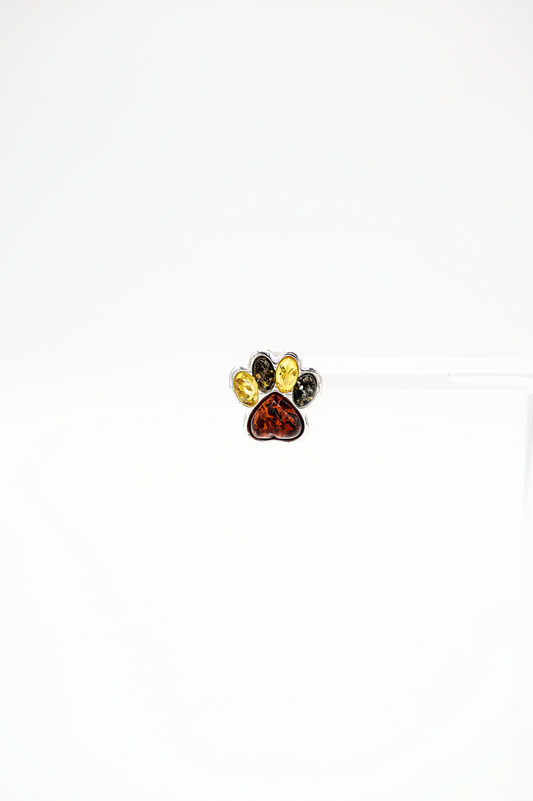 Dog paw earrings amber – elegant stud earrings for women