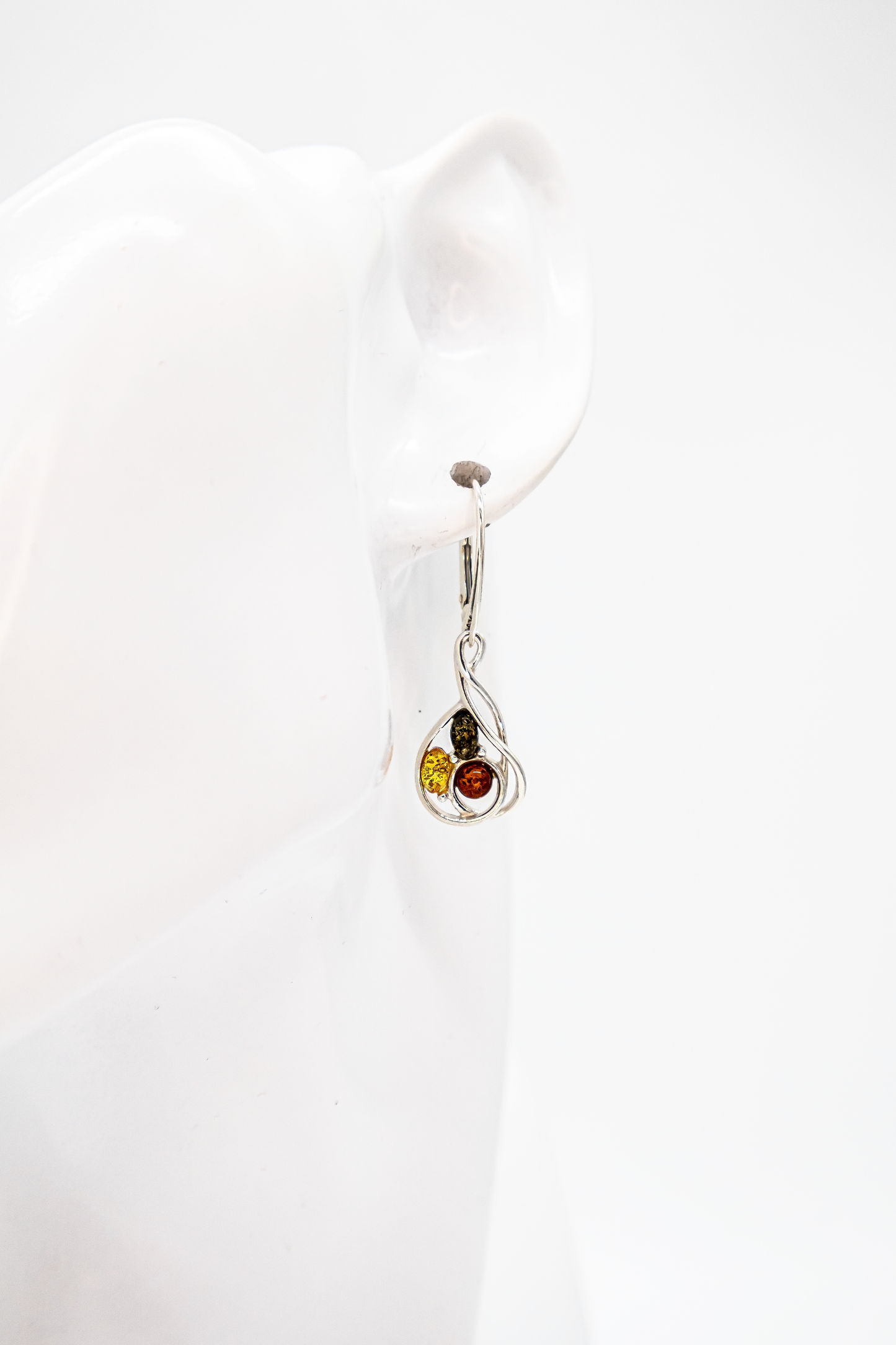 Colored amber earrings – elegant silver earrings