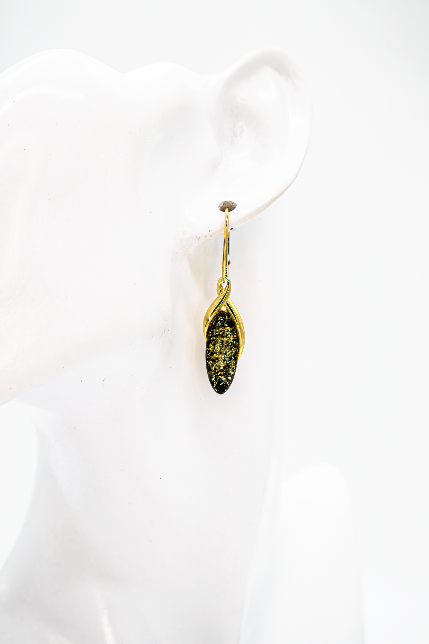 Gold-plated amber earrings – elegant drop look for women