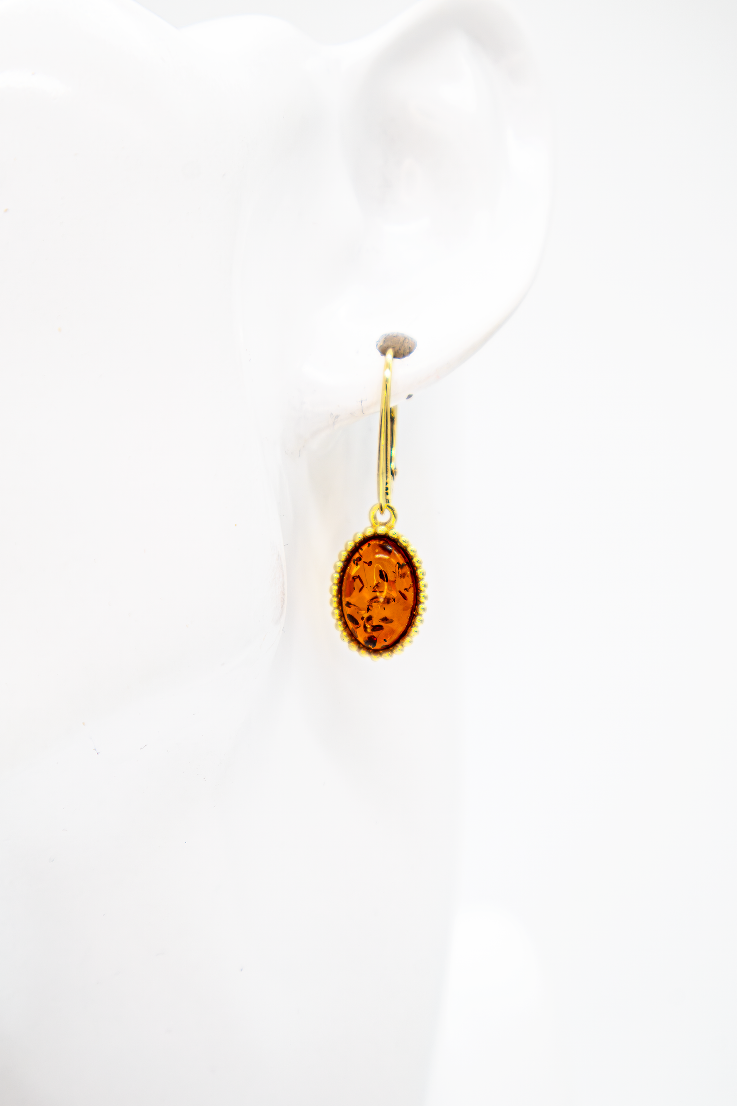 Handmade earrings with genuine amber – 24K gold-plated