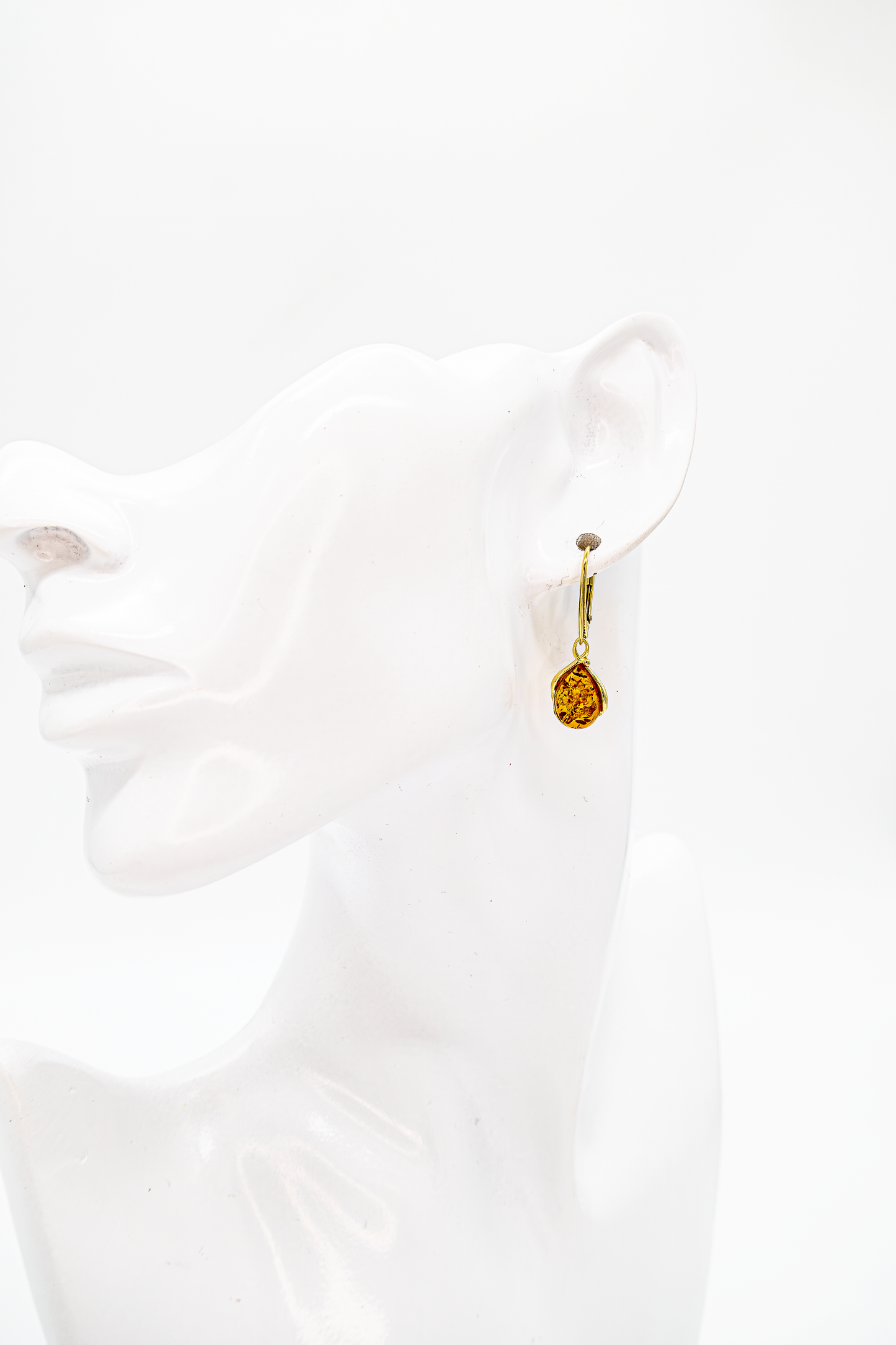 Exclusive amber earrings – 925 silver double gold-plated