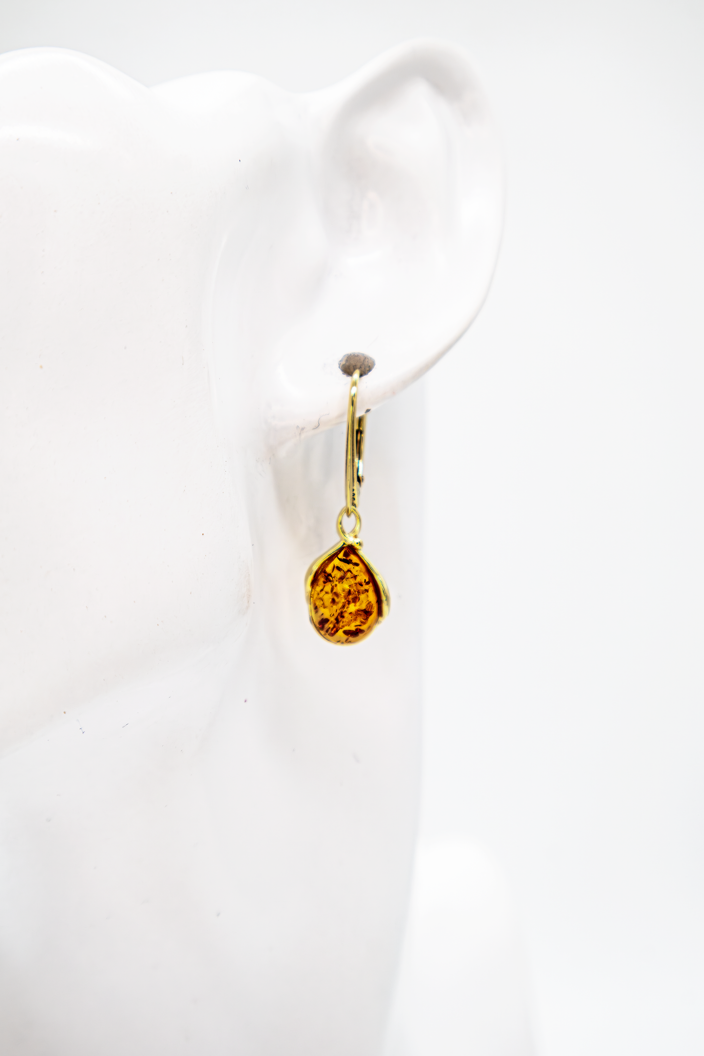 Exclusive amber earrings – 925 silver double gold-plated