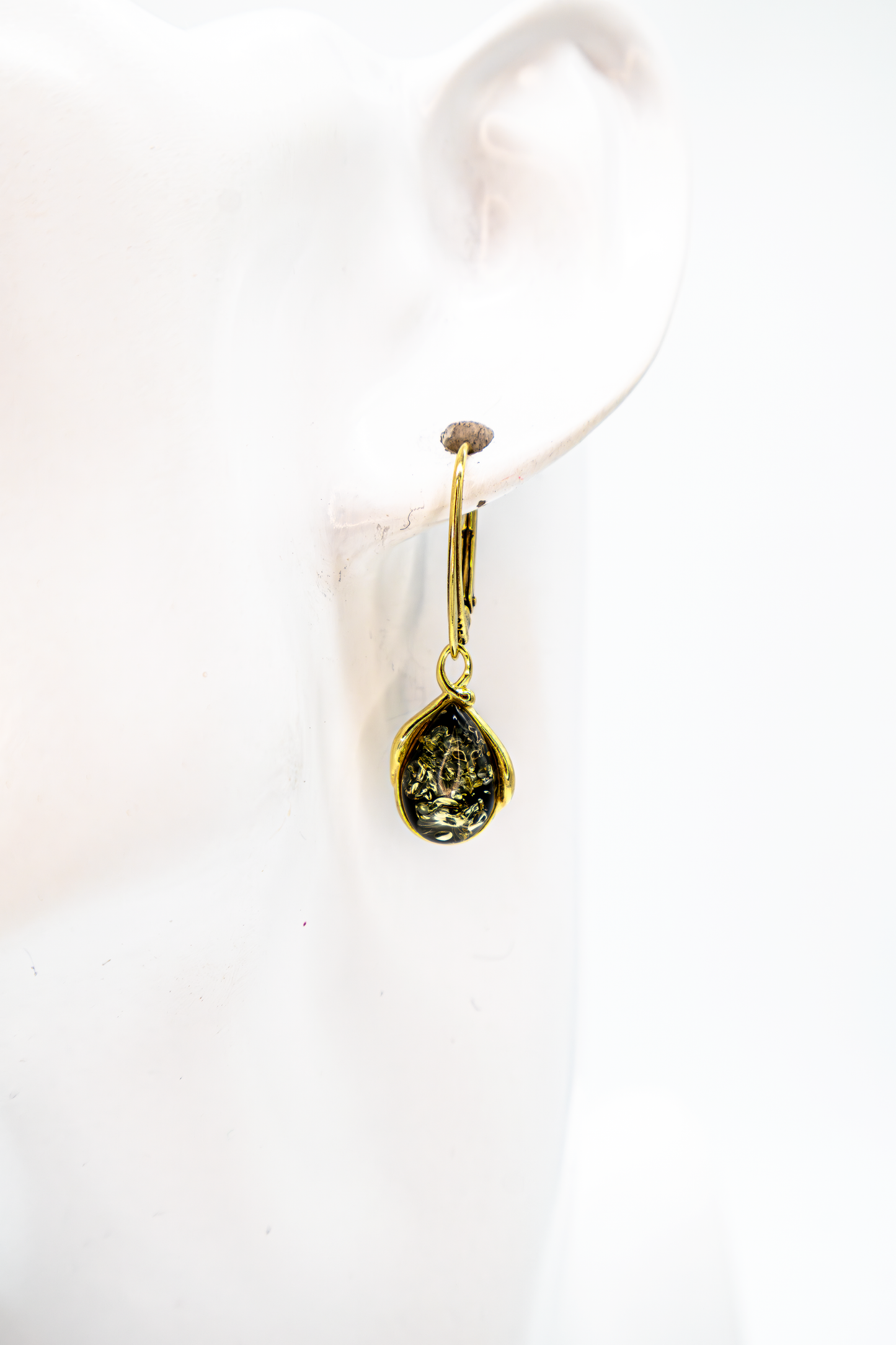 Exclusive amber earrings – 925 silver double gold-plated