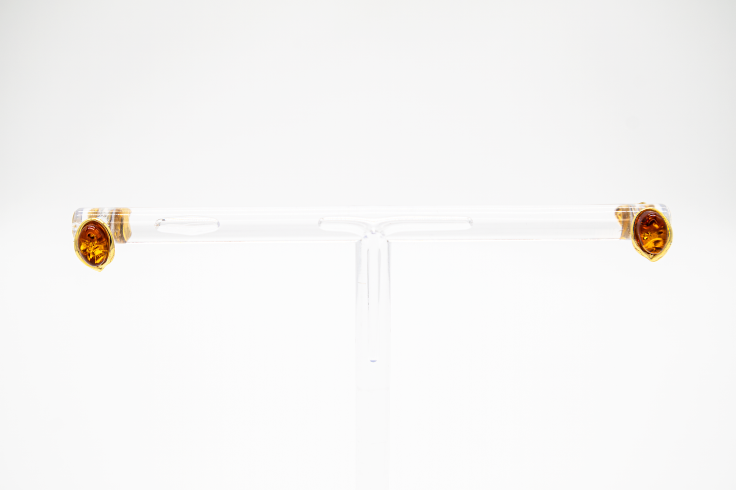 Mini earrings with genuine amber – 24K gold-plated, handmade