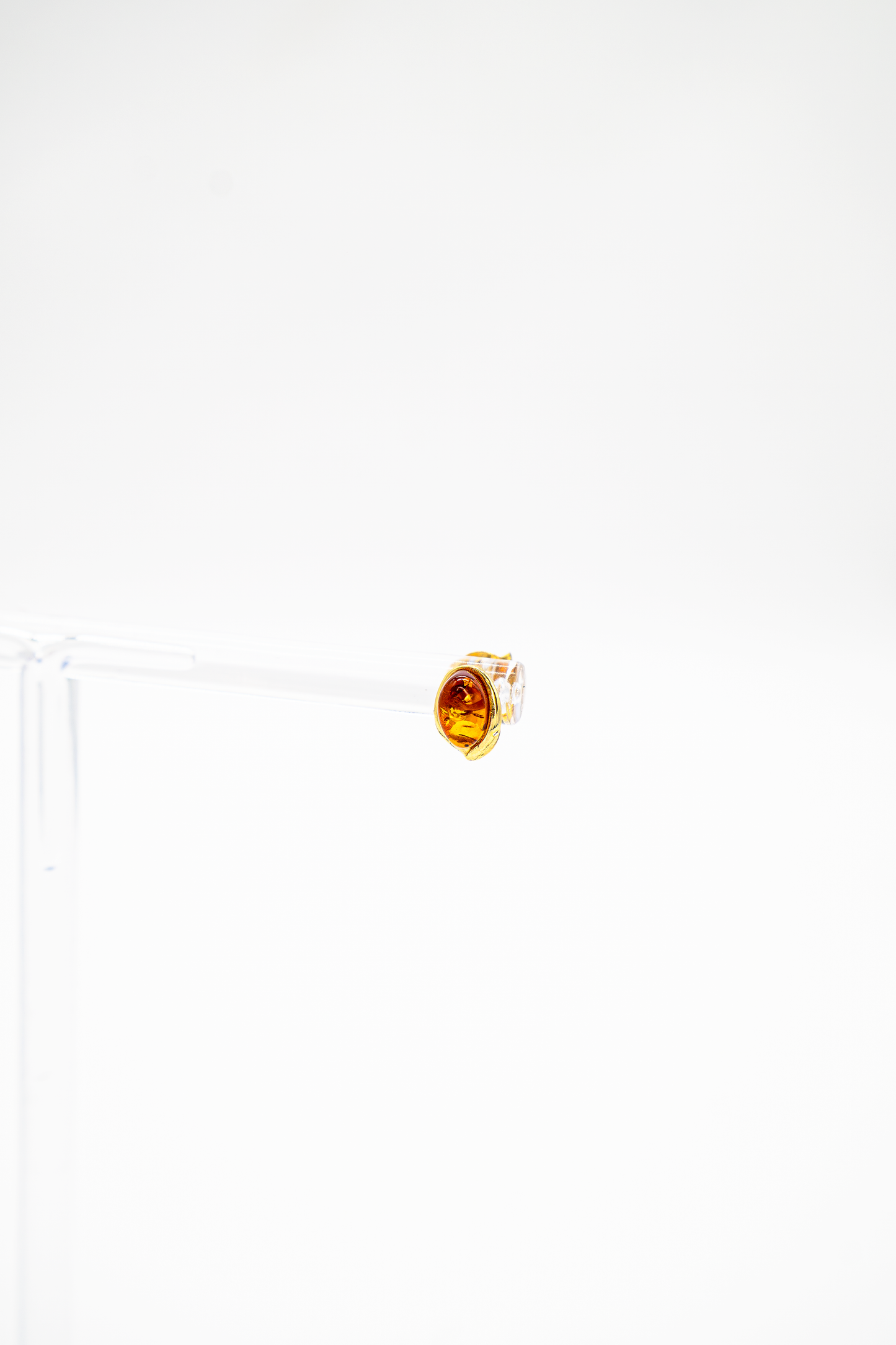 Mini earrings with genuine amber – 24K gold-plated, handmade