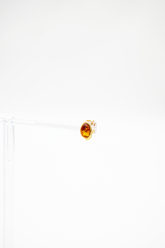 Mini earrings with genuine amber – 24K gold-plated, handmade