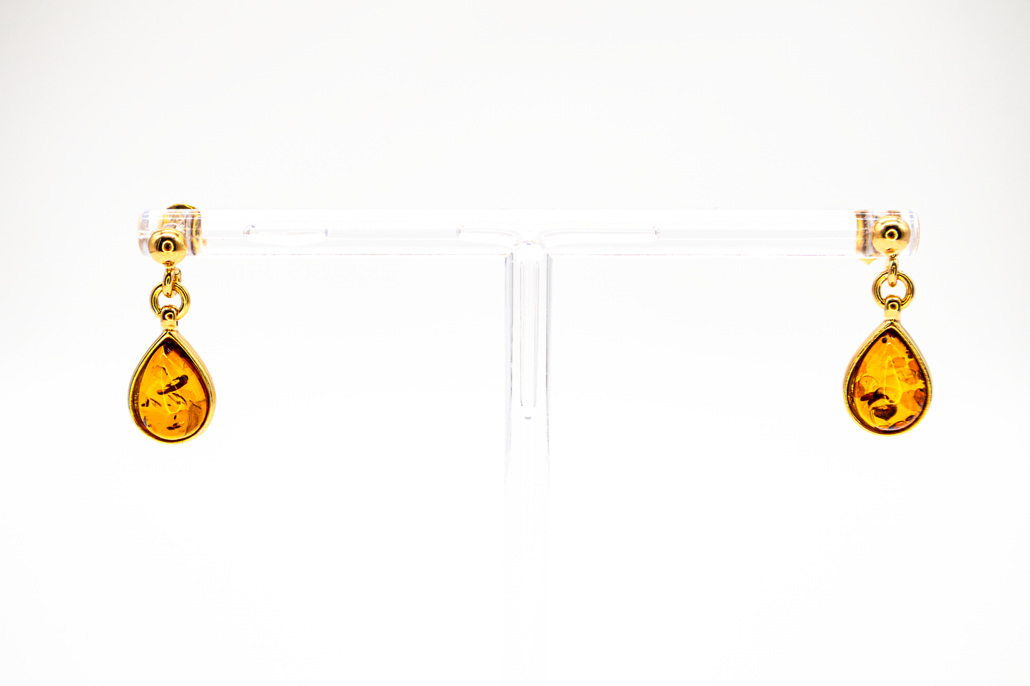 Drop amber earrings – 24K gold-plated & elegant