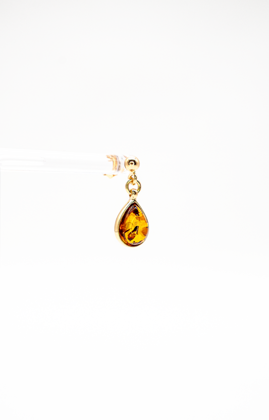 Drop amber earrings – 24K gold-plated & elegant