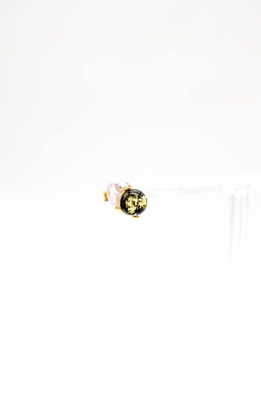 Mini earrings amber – 925 silver gold-plated, handmade