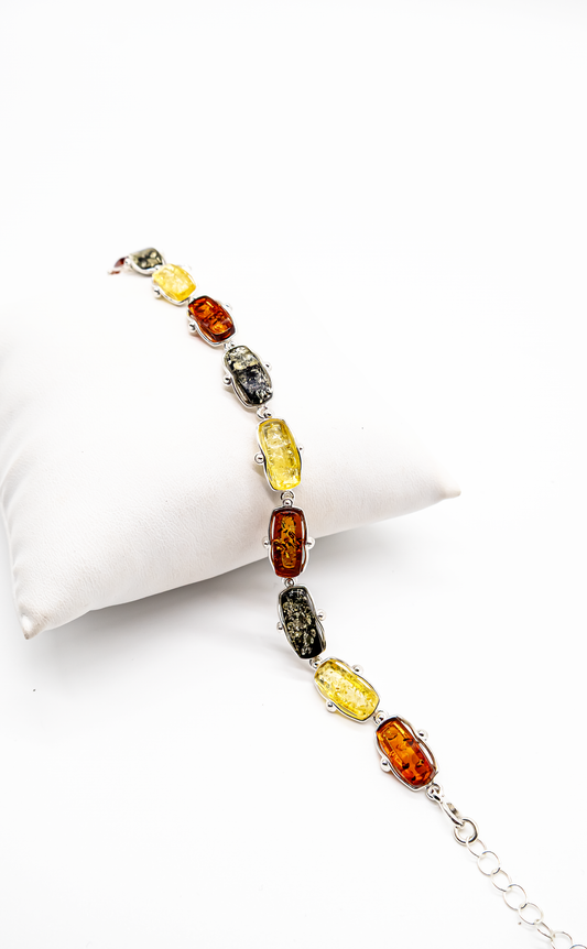 Jewelry gift idea for women – genuine silver bracelet with amber