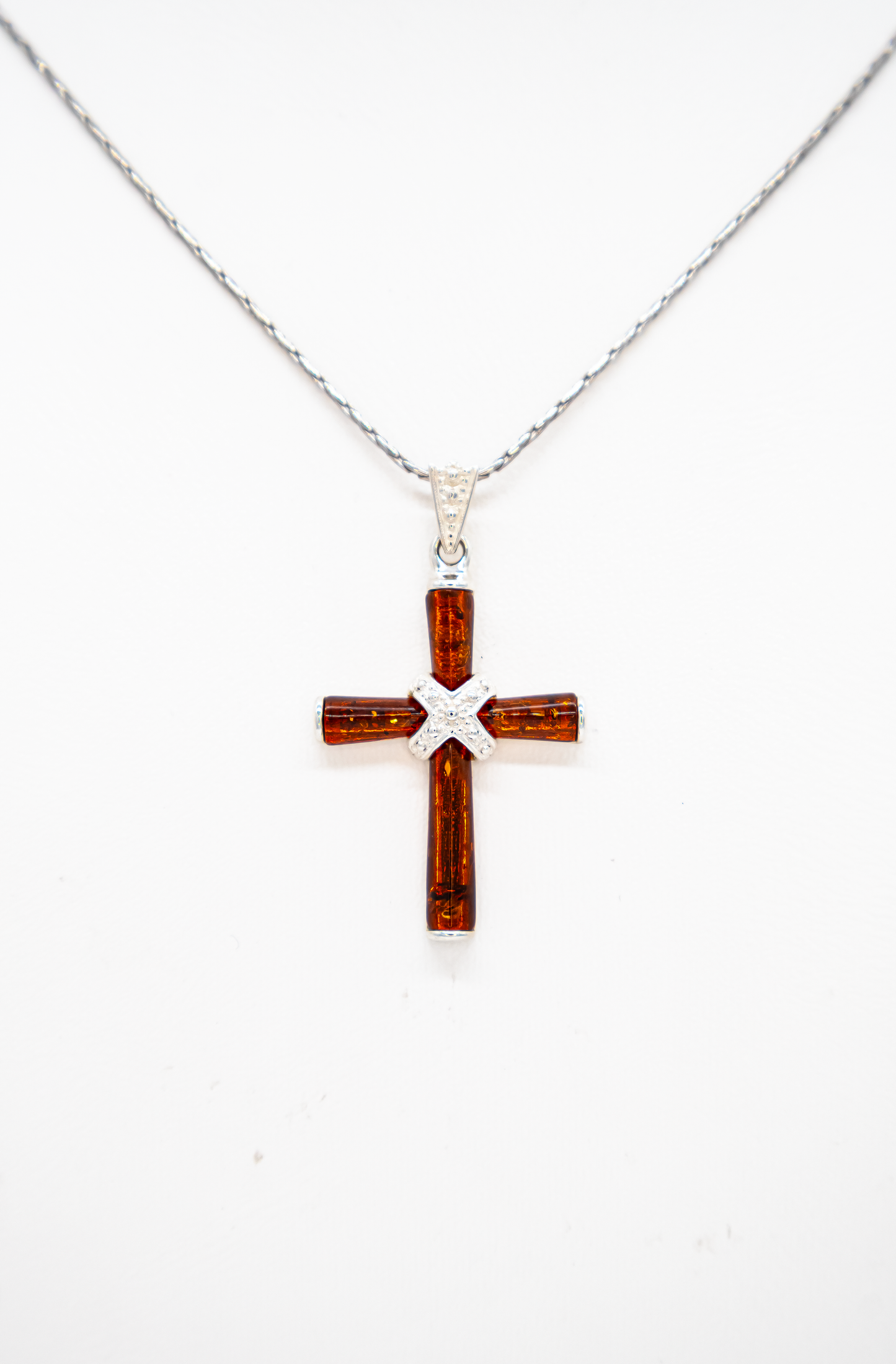 Unisex cross pendant – handmade from genuine amber