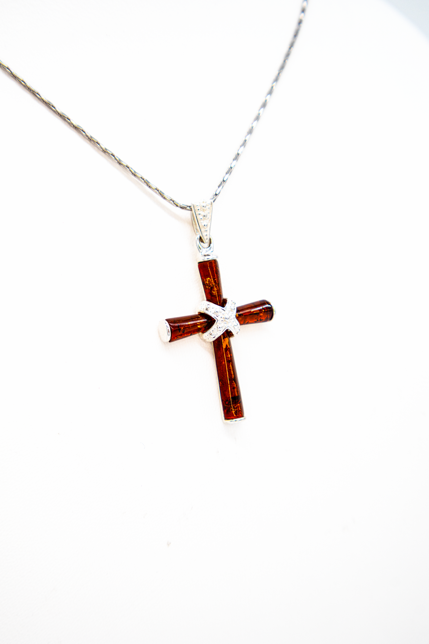 Unisex cross pendant – handmade from genuine amber