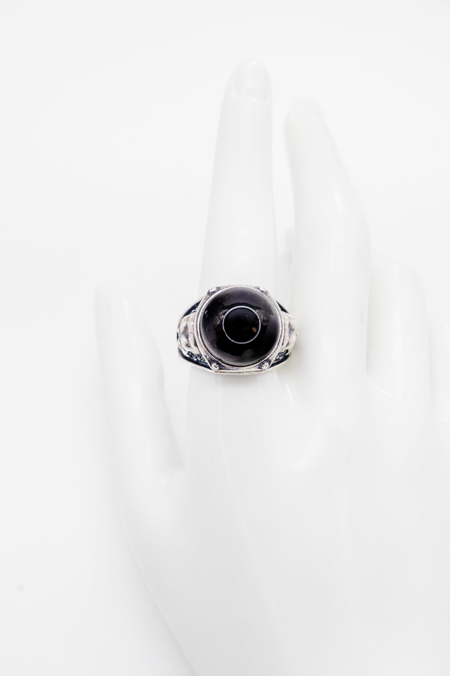 Breiter Gothic Ring mit Bernstein – 925 Sterlingsilber