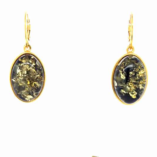 Bernstein-Unikat Ohrhänger – 24k Gold Veredelung