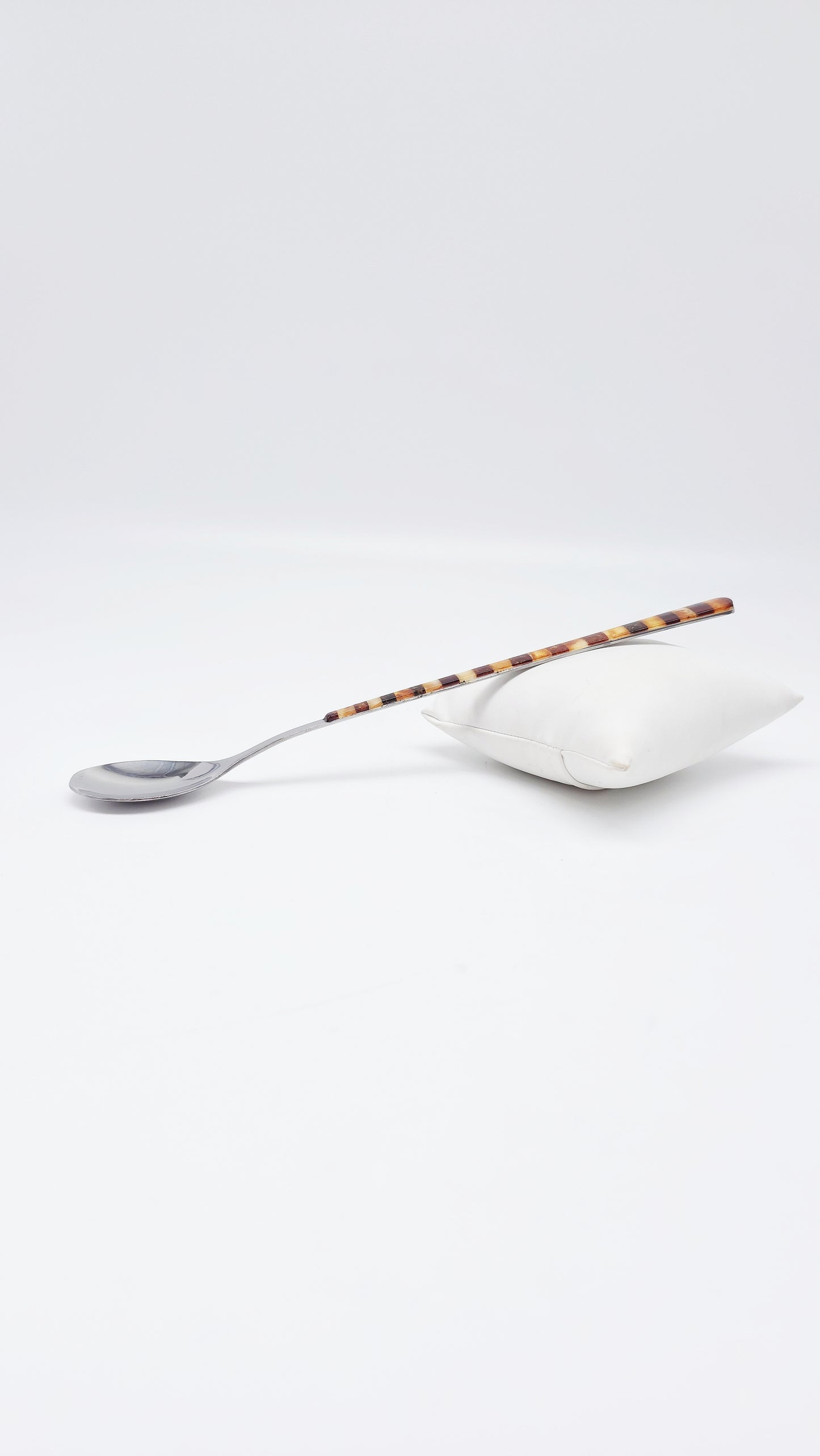 Handmade spoon with genuine amber & stainless steel