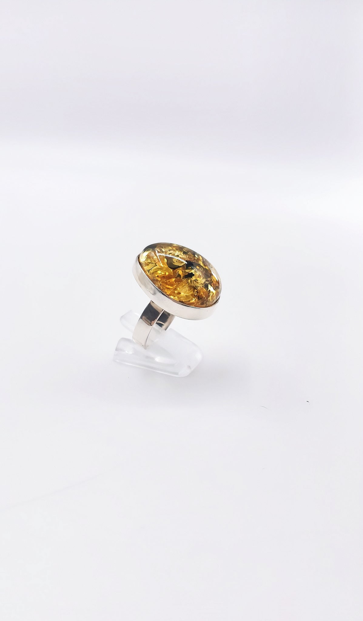 Natural elegance: Green amber ring in sterling silver